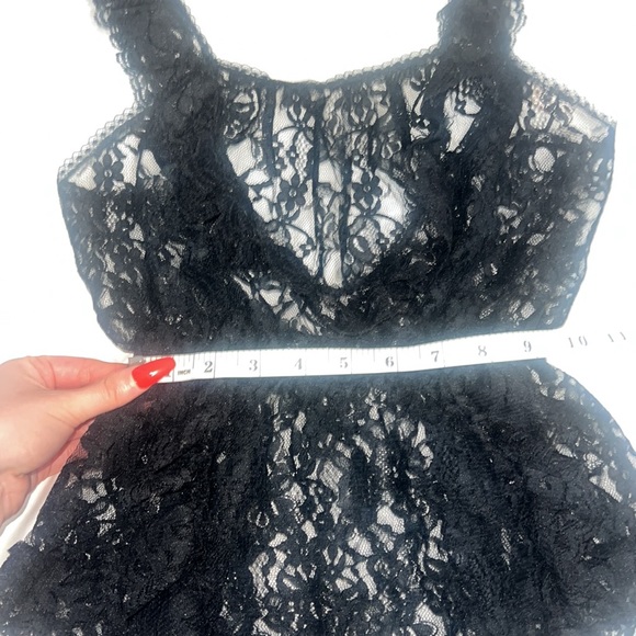 Vintage 1960’s Juliana Black Sheer Lace Ruffle High Cut Teddy Bodysuit, small - Picture 6 of 11